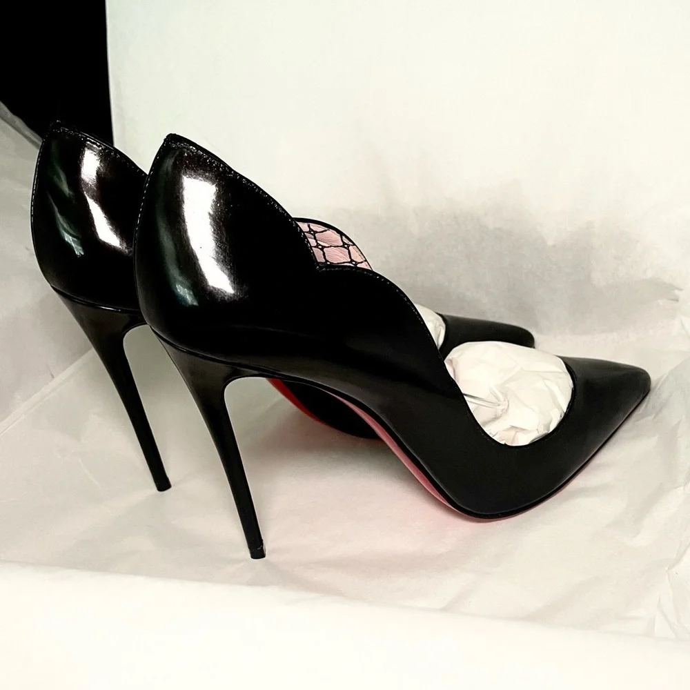 Christian Louboutin HotChick 100mm. Black patent Lin Resille edition. EU38